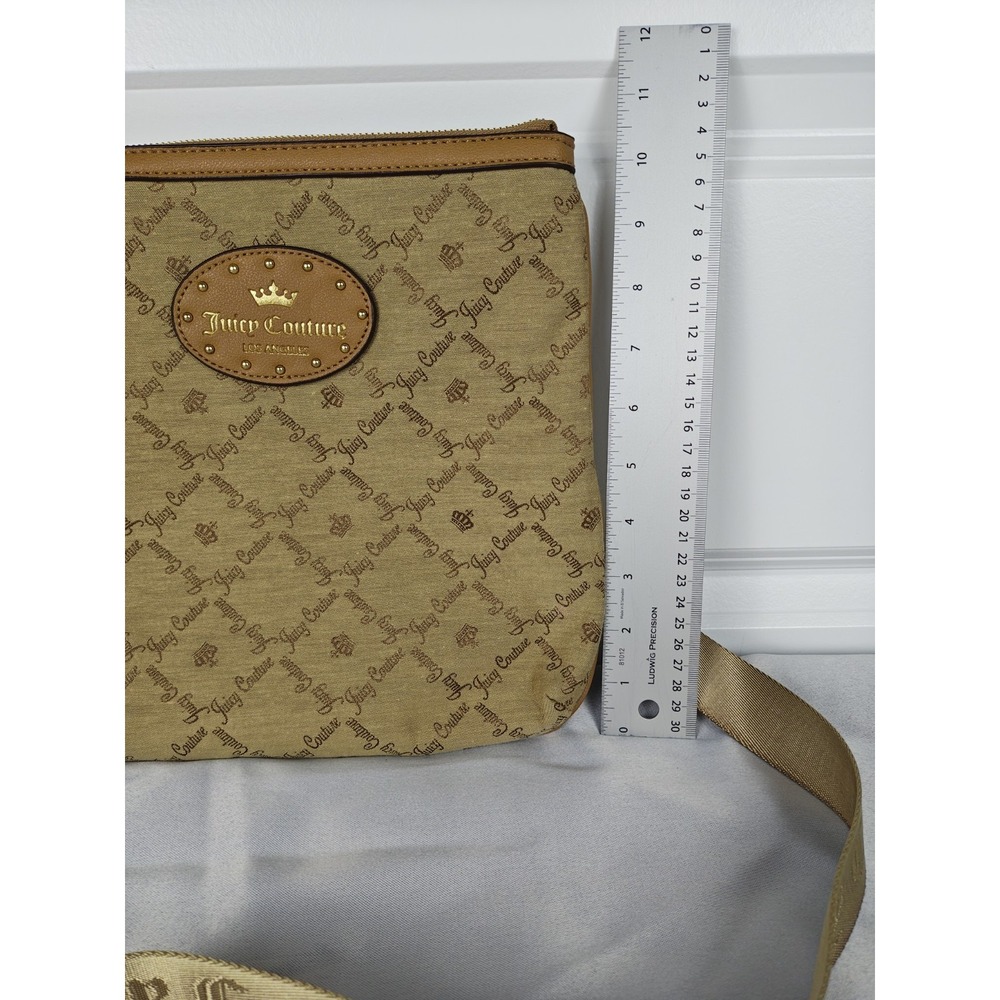 NWT Juicy Couture Yours Truly Tobacco Monogram Crossbody Bag Y2K Tan Gold Logo - Picture 4 of 11